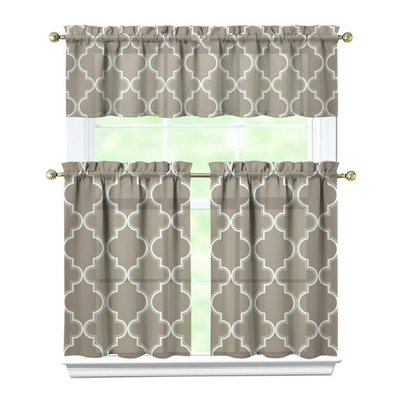 Vintage Floral Kitchen Curtains 3 Piece Set - Bohemian Tier & Valance Window Treatment Panels