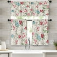 thumbnail image 1 of Vintage Floral Kitchen Curtains Farmhouse Window Curtains Valance and Tier Set 36 Inch, Blue Pink Spring Flowers Rod Pocket Short Tier Curtain, Abstract Small Cafe Curtains for Kitchen Decor, 1 of 6