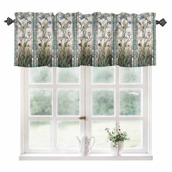 Vintage Floral Kitchen Valances for Windows 42x12 Inch Kitchen Curtains Valances Rod Pocket Retro Abstract Art Summer Flowers Watercolor Bathroom Window Valances for Window Treatment Decor