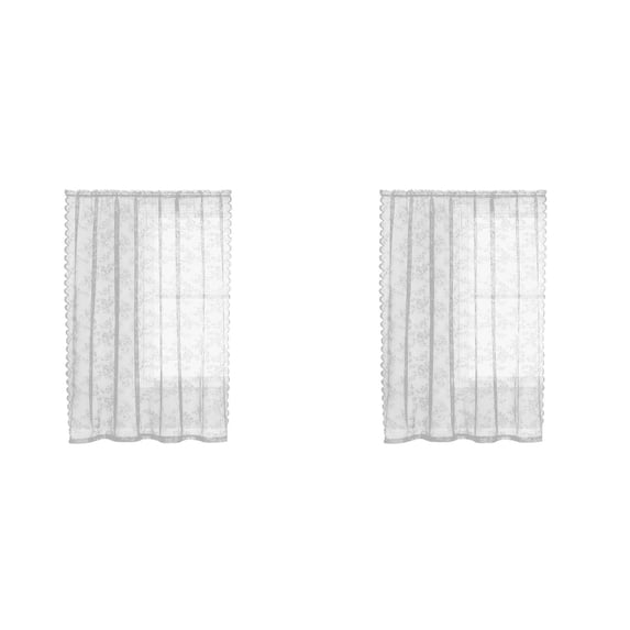 Vintage Floral Lace Curtains 2 Panels Set Light Filtering Sheer With Scalloped Edges Branch Pattern For Living Room Bedroom Sheer White Curtains (White*2, 72*55 In)