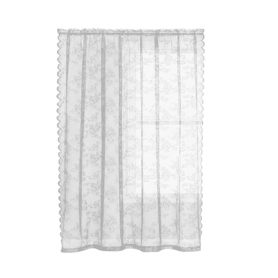 Vintage Floral Lace Curtains 1 Panel Light Filtering Sheer With Scalloped Edges Branch Pattern For Living Room Bedroom Sheer White Curtains (White, 96*55 In)