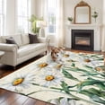 thumbnail image 1 of Vintage Floral Large Area Rugs 8x10 ft Rustic Spring Daisy Plant Beige Background Washable Rug Non Slip Indoor Carpet Absorbent Floor Mat for Living Room Bedroom Dining Room, 1 of 9