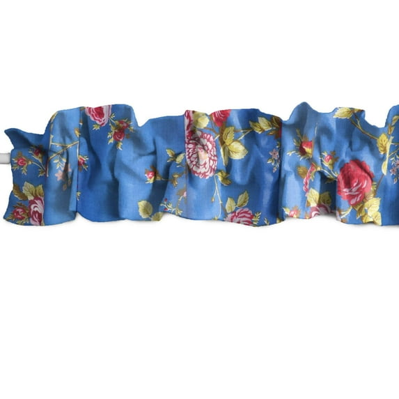 Vintage Floral Large Roses Print Cotton Curtain Sleeve Topper Window Treatment