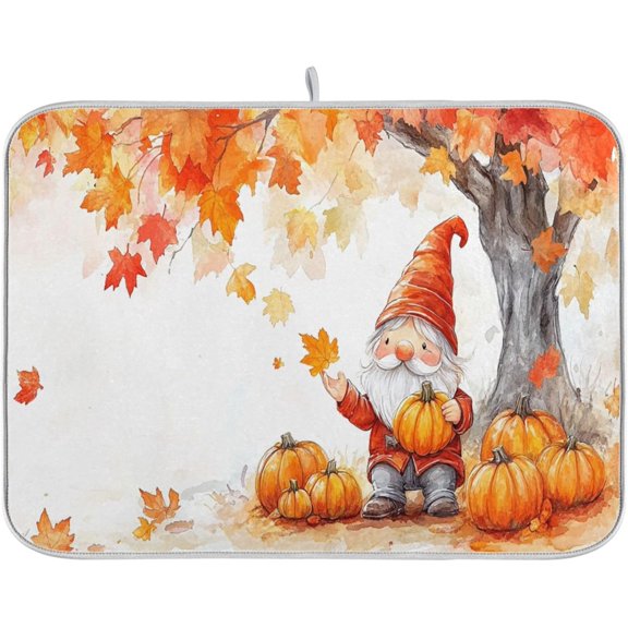 Vintage Floral Leaves Bloom Gray Dish Drying Mat for Kitchen Pastel Colors Microfiber Drying Mats Absorbent Reversible Dish Pad Medium Dish Draining Mat 16x18 inch