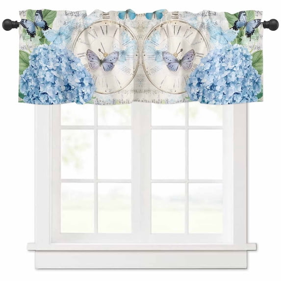 Vintage Floral Leaves Valances for Windows Farmhouse Kitchen Curtains Valances Rod Pocket Valance Curtains for Kitchen Windows Rustic Spring Flowers Window Valances for Bathroom Bedroom 42"x12"