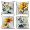thumbnail image 1 of Vintage Floral Linen Throw Pillow Case,Set of 4 16x16 Inch,Yellow Flower Cushion Cover for Sofa Couch Living Room Car, 1 of 5