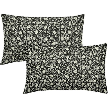 Vintage Floral Lumbar Pillow Covers 12x20 Set of 2 Modern Black Floral Outdoor Decorative Throw Pillow Covers Farmhouse Rustic Print Pillowcases Cotton Linen Cushion Covers For Couch Bed Sofa Decor