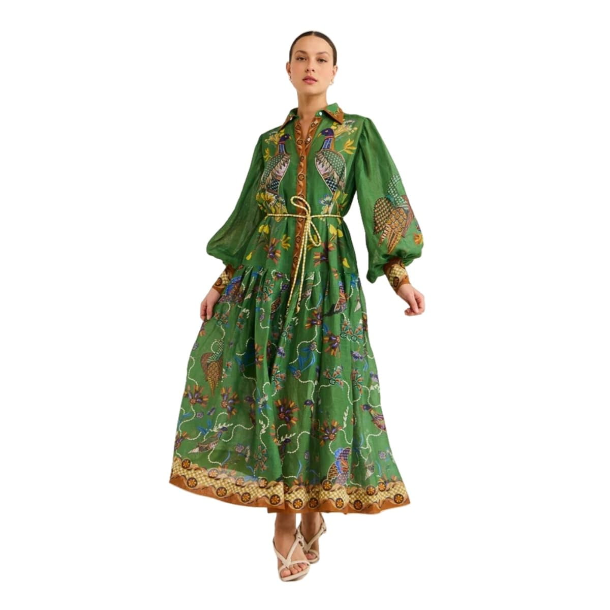 green emerald velvet dress Women's Maxi Dress with Lace Details, V Neck, Flowy Mint Green Bird an –  Liquorish Online main image 0