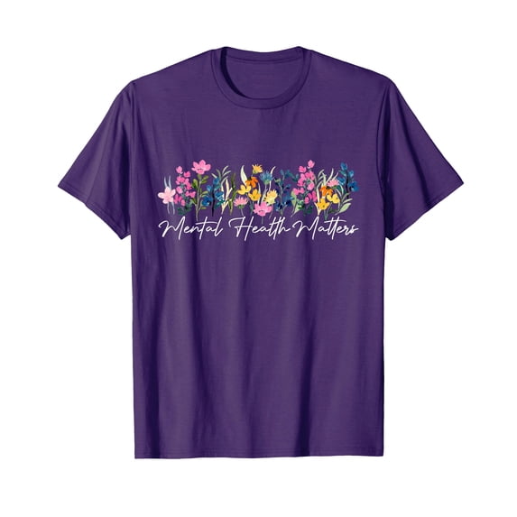 Vintage Floral Mental Health Matters T-Shirt for Positive Mindset and Style
