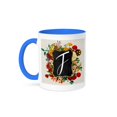 thumbnail image 1 of 3dRose, Vintage Floral Monogram Initial F, 15oz Two-Tone Blue Mug, 1 of 3