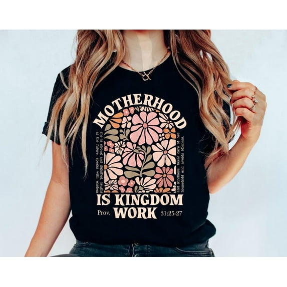 Vintage Floral Motherhood Is Kingdom Work Mama Mother's Day T-shirt, Mother's Day T-shirt, Lover Mama T-shirt, Gift Mother's Day.