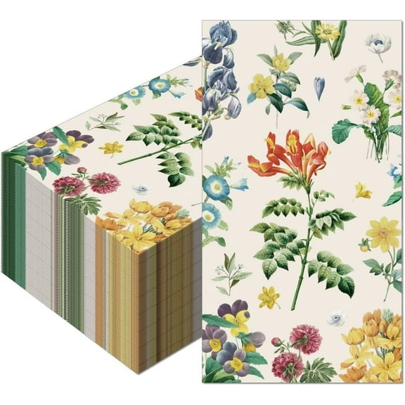Vintage Floral Napkins 60Pcs Guest Disposable Flower Paper Napkins for Home Party/Wedding/Birthday Decorations