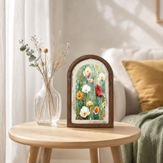 Vintage Floral Oval Wall Art,Farmhouse Country Oil Painting Floral Oval Hanging Decor,Rustic Farmhouse Cottagecore Wooden Framed Decor for Home Bedroom Living Room Reading Room