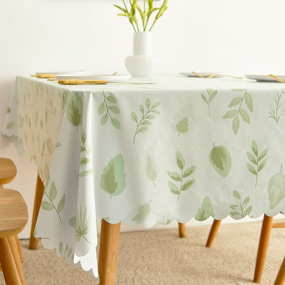 Vintage Floral PVC Tablecloth 60x90in - Waterproof Oilproof Plastic Table Cover with Lace Pattern for Kitchen, Dining, Coffee Table,D