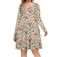 thumbnail image 1 of Vintage Floral Pattern Beautiful Red Long Sleeve Dresses For Women Vintage Elegant Party Dress Oversized V-neck Dress S-8XL, 1 of 7