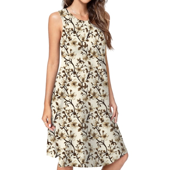 Vintage Floral Pattern Beautiful White Dress Loose Women'S Dress Beach Dresses With Pockets Dresses For Womens
