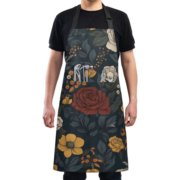 Vintage Floral Pattern Design Chef Kitchen Apron with Pockets for Women Waterproof Aprons for Cooking Baking