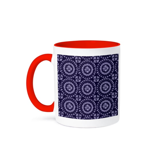 3dRose, Vintage floral pattern in shades of lavender, 11oz Two-Tone Red Mug