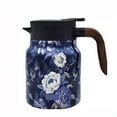 thumbnail image 1 of Vintage Floral Pattern Insulated Teapot With Built-In Infuser, 800Ml Stainless Steel Thermal Carafe With Lid For Hot Drinks, One-Handed Pressurized Water Dispensing, V-Shaped, 1 of 9