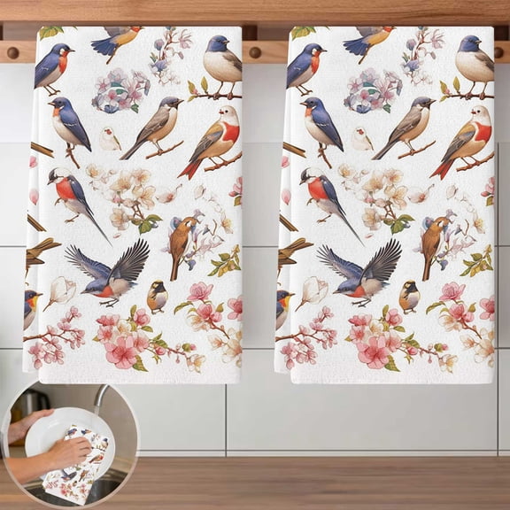 Vintage Floral Pattern Kitchen Dish Cloth - 2 Piece Set, 40x60cm Reusable & Absorbent Cleaning Towels, Durable Dish Wipes for Kitchen, Bathroom, Household Cleaning Needs