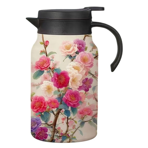 Vintage Floral Pattern Tea-Built-In Infuser,Large Teapot with Infuser, 1500ml-50oz Stainless Steel Detachable, Upgrade tea leaf holder and Lid for Home Office (P10-1000ml)