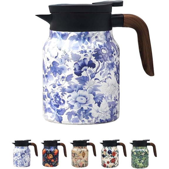 Vintage Floral Pattern Tea Pots, Built In Infuser, 35 Oz/1 Liter, Hot And Cold With Infuser, Perfect For Parties/Home Us