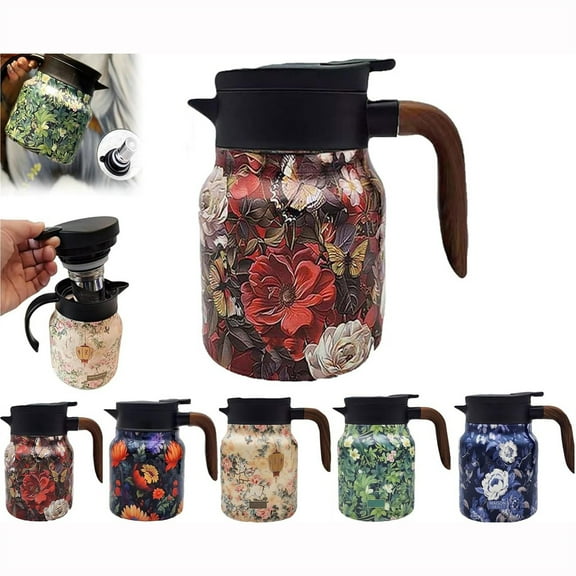 Vintage Floral Pattern Tea Thermoes,Thermoes Tea Pot,Vintage Floral Pattern Tea-Built-In Infuser,Tea Infuser Thermoes