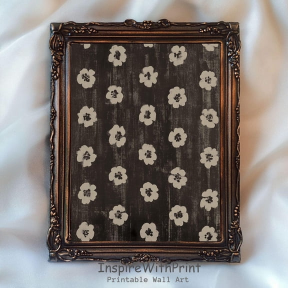 Vintage Floral Pattern Textile Poster Black and White Floral Textile Poster Vintage Flower Pattern Art Printable Antique Textile Wall Art, Size 8x12 UNFFRAMED F03.1.6l681