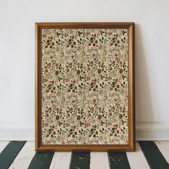Vintage Floral Pattern Textile Print, William Morris Floral Textile Art Print, Vintage Flower Pattern Art Antique Textile Wall Art, Unframed Poster Size 8x12