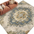 thumbnail image 1 of Vintage Floral Pattern Washable Area Rug 6 x 9 ft Bohemian Retro Traditional Flower , Soft Non Slip Rugs Stain Repellent Indoor Felt Carpet for Living Dining Room Bedroom Home Office, 1 of 9