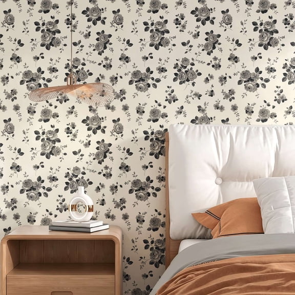 Vintage Floral Peel and Stick Wallpaper - Elegant Wall Art Decor for Living Room, Bedroom, Office, Trendy Home Decor Print peel and stick wallpaper