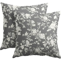 Vintage Floral Pillow Covers 16x16 Inch Set of 2 Rustic Gray and White Outdoor Decorative Throw Pillows Chinoiserie Flower Toile Pillowcases Cushion Covers for Couch Home Decor
