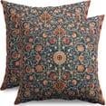 thumbnail image 1 of Vintage Floral Pillow Covers 16x16 Set of 2 Modern Botanical Print Blue Burnt Orange Flower Pattern Decorative Throw Pillow Cases Outdoor Farmhouse Decoration for Sofa Couch Bed, 1 of 6