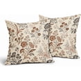 thumbnail image 1 of Vintage Floral Pillow Covers 18x18 Inch Set of 2 Brown Dark Grey Antique Flower Pattern Print Decorative Throw Pillowcases Retro Farmhouse Outdoor Cushion Cases Decor Rustic for Sofa Couch Bed, 1 of 6