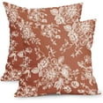 thumbnail image 1 of Vintage Floral Pillow Covers 18x18 Inch Set of 2 Burnt Orange Floral Outdoor Decorative Throw Pillows Chinoiserie Flower Pillowcases Rustic Farmhouse Cushion Covers for Couch Home Decor, 1 of 6