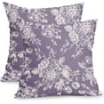 thumbnail image 1 of Vintage Floral Pillow Covers 18x18 Inch Set of 2 Lavender Purple Floral Outdoor Decorative Throw Pillows Chinoiserie Flower Pillowcases Rustic Farmhouse Cushion Covers for Couch Home Decor, 1 of 6