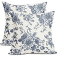 thumbnail image 1 of Vintage Floral Pillow Covers 18x18 Inch Set of 2 Navy Blue and Cream Floral Throw Pillow Covers Chinoiserie Flower Pillowcases Farmhouse Cotton Linen Cushion Covers for Couch Bed Sofa Chair Home Decor, 1 of 1