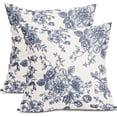 thumbnail image 1 of Vintage Floral Pillow Covers 18x18 Inch Set of 2 Navy Blue and Cream Floral Throw Pillow Covers Chinoiserie Flower Pillowcases Farmhouse Cotton Linen Cushion Covers for Couch Bed Sofa Chair Home Decor, 1 of 6