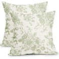 thumbnail image 1 of Vintage Floral Pillow Covers 18x18 Inch Set of 2 Sage Green and Cream Floral Throw Pillow Covers Chinoiserie Flower Pillowcases Rustic Farmhouse Cotton Linen Cushion Covers for Couch Bed Sofa Decor, 1 of 6