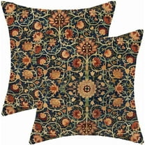 Vintage Floral Pillow Covers 18x18 Set of 2 Burnt Orange Flowers Botanical Decorative Throw Pillow Outdoor Square Farmhouse Art Cushion Case for Sofa Couch Home Decor