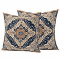 thumbnail image 1 of Vintage Floral Pillow Covers 2 Pack Dark Blue Classical Bohemian Style Pillowcase Waterproof Outdoor Throw Pillow Cover for Patio Garden Square Cushion 20”x20”, 1 of 9