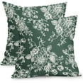 thumbnail image 1 of Vintage Floral Pillow Covers 20x20 Inch Set of 2 Dark Green Floral Outdoor Decorative Throw Pillows Chinoiserie Flower Pillowcases Rustic Farmhouse Cushion Covers for Couch Home Decor, 1 of 6