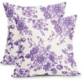 thumbnail image 1 of Vintage Floral Pillow Covers 20x20 Inch Set of 2 Violet and Cream Floral Throw Pillow Covers Chinoiserie Flower Pillowcases Rustic Farmhouse Cushion Covers for Couch Home Decor, 1 of 1