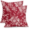 thumbnail image 1 of Vintage Floral Pillow Covers 20x20 Inch Set of 2 Wine Red Floral Outdoor Decorative Throw Pillows Chinoiserie Flower Pillowcases Rustic Farmhouse Cushion Covers for Couch Home Decor, 1 of 6