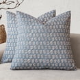 thumbnail image 1 of Vintage Floral Pillow Covers Set of 2 Neutral 18x18 inch Farmhouse Cushions For Boho Home Deco, Blue, 1 of 6