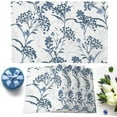 thumbnail image 1 of Vintage Floral Plant Placemats Set of 6 Washable Table Mats for Kitchen Dining Table, Heat-Resistant Cotton Linen Place Mats for Indoor Outdoor Parties Holiday Decoration, Blue Spring Summer, 1 of 1