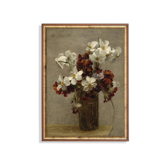 Vintage Floral Poster Daffodils, Wallflowers, Primroses Still Life Unframed Paper Print
