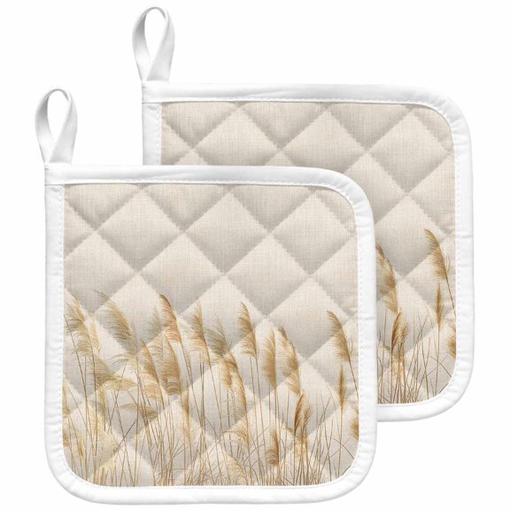 Vintage Floral Pot Holders for Kitchen Heatproof Potholder, 2 Pack Farmhouse Autumn Botanical Fall Rustic Hot Pads Multipurpose Oven Pads Cloth Potholders Trivet for Cooking and Baking