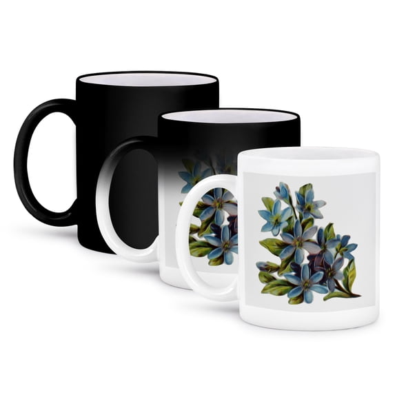 3dRose, Vintage Floral Prairie Blue-Eyed Grass Flowers, 11oz Magic Transforming Mug