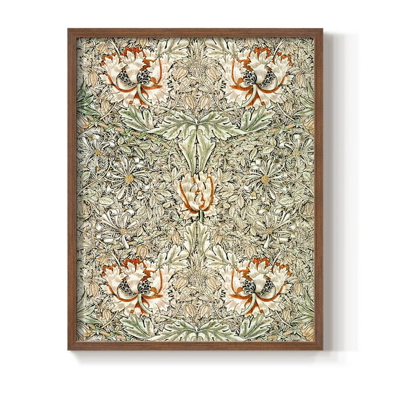 Vintage Floral Print CCCLXVIII - 14in. x 11in. Vintage Framed Print in Walnut Wood Frame